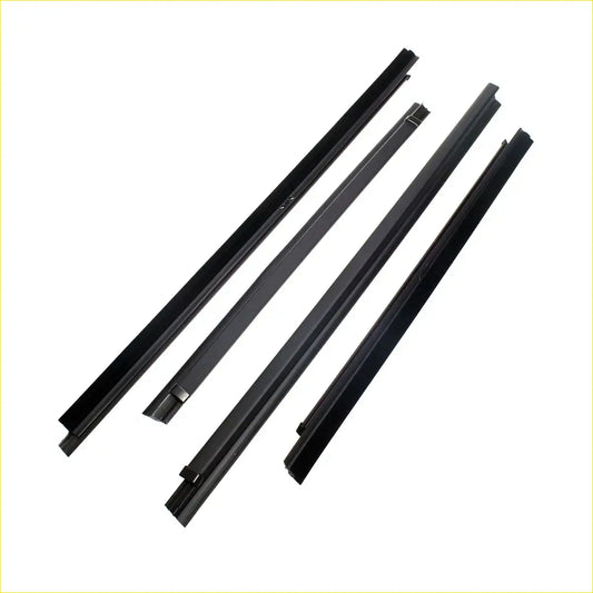 Four black rubber weatherstrip door glass moulding belts with tapered ends for toyota hilux 1997-2005