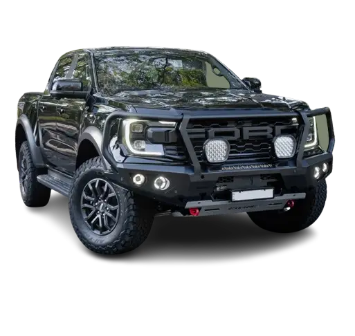 Black Ford pickup with aftermarket bumper from the Rockarmor GT Range for ultimate build quality