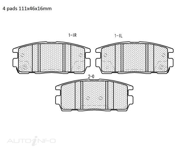 Motorgear Brake Pads Rear Holden 111*46*16 - BDP1862