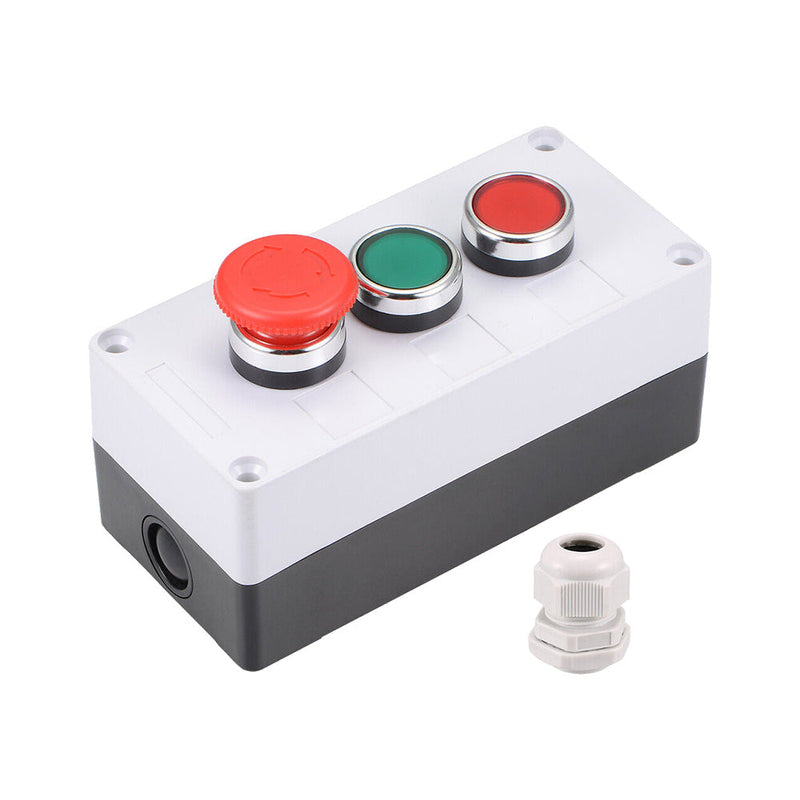 Push Button Switch Box With Red & Green Momentary NO NC Switches and Emergency S — image 1
