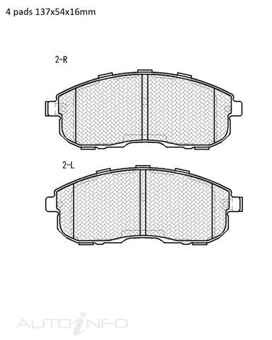 Motorgear Brake Pads Front Nissan Max J31 02-On - BDP1485