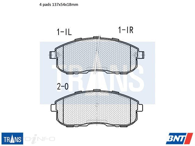 TRANS Brake Pads Transmission Front Nissan Max Primera - DB1232TR