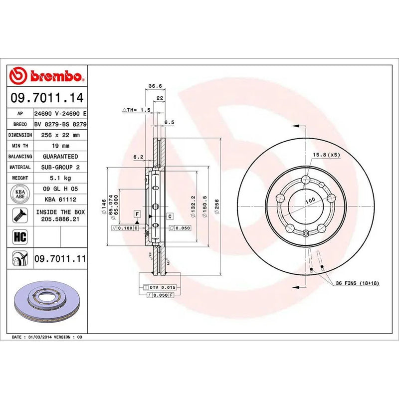 Brembo Brake Disc - Front (A1 11+) - Single Rotor Only
