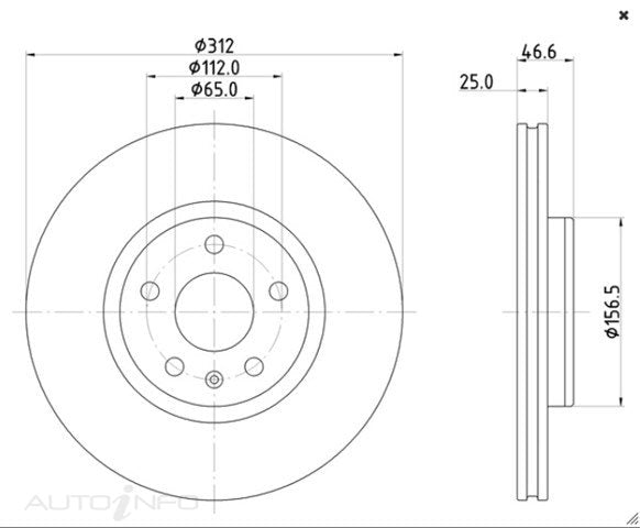 C-Plus Disc Rotor Front MG HS 18-On - MDC3165C
