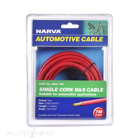 Narva Battery Cable 8B&S 100A 7M Red - 5808-7RD