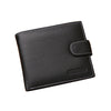 Men's Bi-Fold Wallet Black Top Layer Cowhide Leather With Card Slots & Coin Pock — image 1