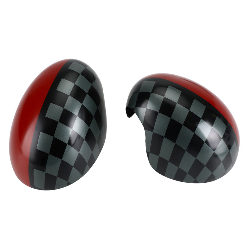 MINI Cooper Hardtop F55 F56 14-23 Checkered Red Mirror Cover