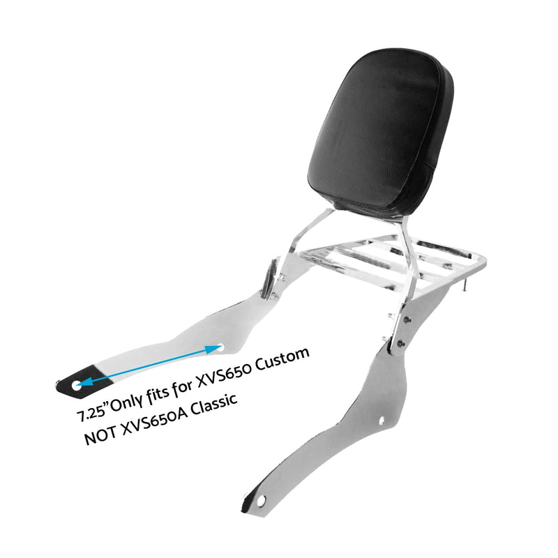 Yamaha V-Star 400 / 650 1998-2018 Chrome Backrest Sissy Bar With Luggage Rack Suitable