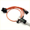 Orange ignition coil wires with black connectors measured by digital caliper for 1.5L spark plug ignition wire nissan datsun 620