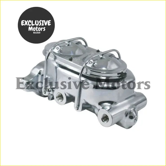 Chrome finished dual choke carburetor with polished metallic finish and two cylindrical chambers for gm chevy holden