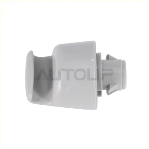 Gray plastic car door handle cover with curved ergonomic design and mounting tabs for nissan murano rogue sun visor clip