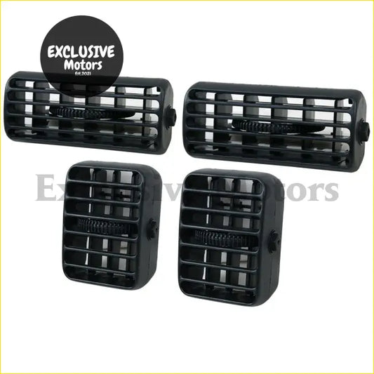 Black plastic rectangular and square a c air vents with horizontal slats for mitsubishi l200 triton 97 to 04