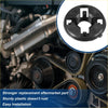 Black plastic belt tensioner pulley for automotive engine replacement shown from the back side