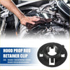 Black plastic hood prop rod retainer clip with circular design and three u-shaped slots for toyota rav4 1996-2000