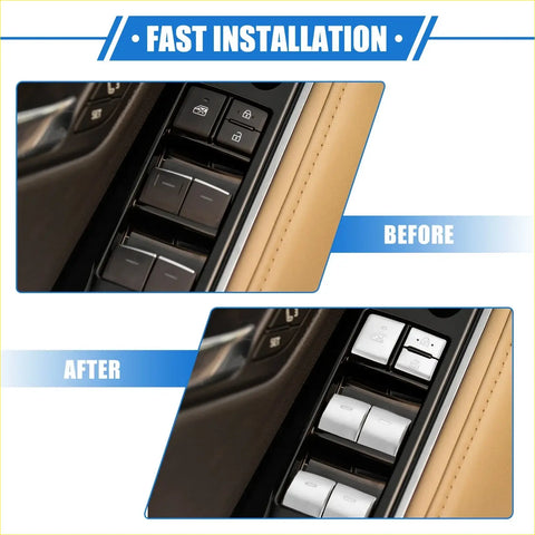 White plastic car window switch button covers set for Toyota Highlander showing the front side details
