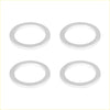 Four silver tone metal oil drain plug gaskets arranged in a square for toyota m18 90430-18008