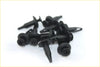 Black plastic automotive trim fasteners with circular head and tapered pin for land rover discovery bumpers
