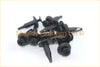 Black plastic push-fit fasteners with cross-shaped head and tapered pin for land rover discovery bow wheel bumpers