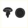 Black plastic push-pin fasteners with textured dome head and tapered prongs for 100pcs engine cover clips, ideal for 4wd ute offroad use