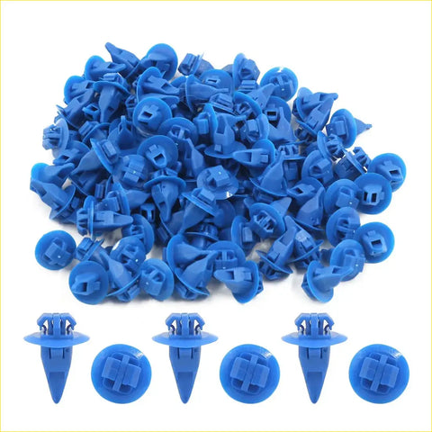 Blue plastic wheel flare clip retainers 100pcs for Toyota 4wd ute offroad trim fasteners
