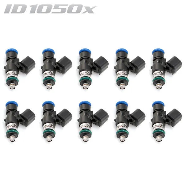 Injector Dynamics ID1050-XDS Injectors Set of 10, 34mm Length, 14mm Grey Adaptor Top, 14mm Lower O-ring
