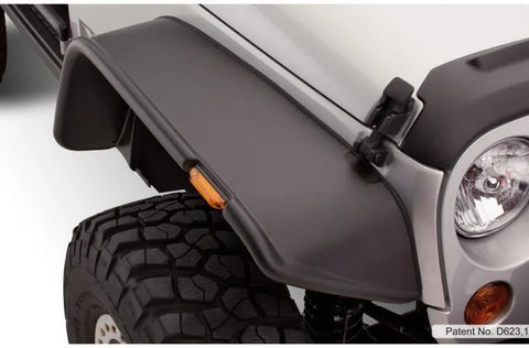 Bushwacker Flat Style Flares 4pc Fits 2-Door Sport Utility Only - Black (Wrangler 07-18) — fits Jeep Wrangler
