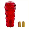 Red translucent acrylic gear shift knob with faceted diamond cut design 10cm resin diamond hex gear knob
