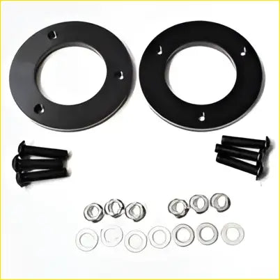 Black circular aluminium strut spacers with matching black bolts and silver washers for toyota prado 90 series lift kit