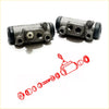 Gray metallic 11/16 rear wheel brake master cylinder for mazda b1600-b2600 with black rubber boots shown from the back