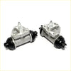 Silver metal 11/16 rear wheel brake cylinders with black rubber seals and threaded fittings for nissan bluebird 2.0L