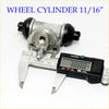 Silver metal 11/16 inch rear wheel brake cylinder with black rubber caps for nissan bluebird 1987-2001 back side