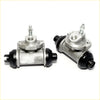 Silver metal 11/16 rear wheel brake cylinder with black rubber caps and threaded fittings for nissan bluebird 2.0l