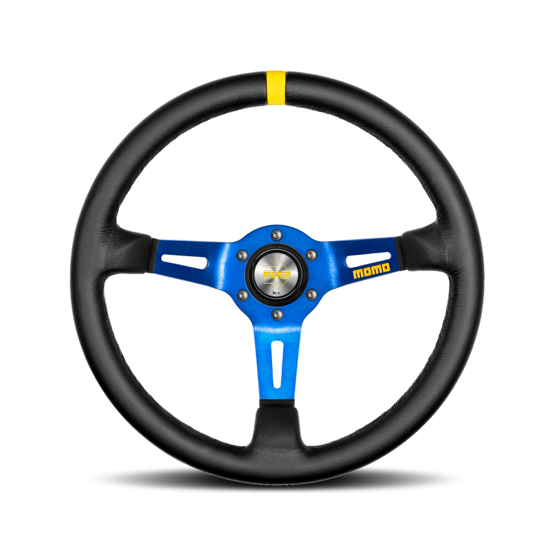 Momo Steering Wheel Mod.08 BLK Leather/Blue SPK 350mm