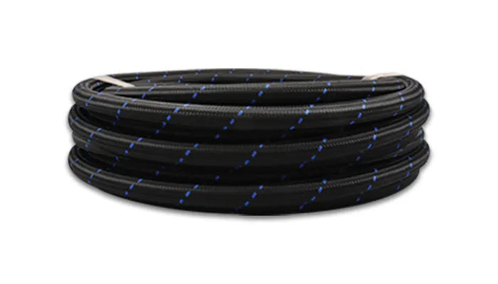 Vibrant Performance -4 AN Two-Tone Black/Blue Nylon Braided Flex Hose - 10 foot roll