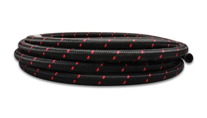 Vibrant Performance -6 AN Two-Tone Black/Red Nylon Braided Flex Hose - 20 foot roll