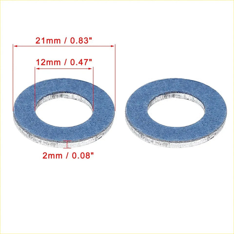 12 x m12 blue oil drain plug gaskets with textured blue metal surface and silver edges for toyota 4wd ute offroad use