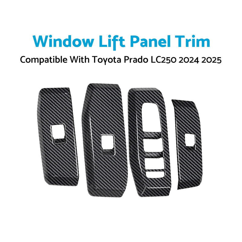 Prado LC250 2024-2025 4Pcs Window Lift Panel Trim ABS Carbon Fiber Suitable