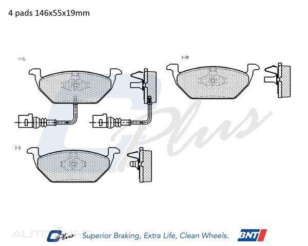C-Plus Brake Pads Front Audi VW Skoda 00-On - DB1405CP