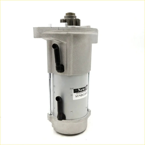 Silver metallic 12v 2.0kw starter motor with black plastic parts labeled new s for toyota hilux gun series