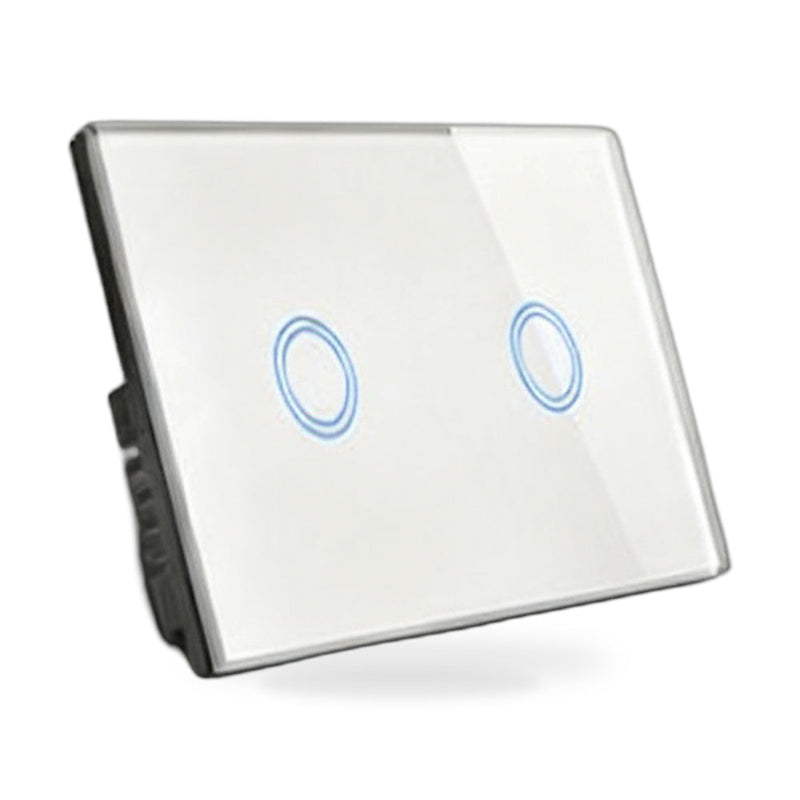 87x87mm LED Touch Wall Light Switch 2-Gang 1-Way to suit Home Office Instal — image 1