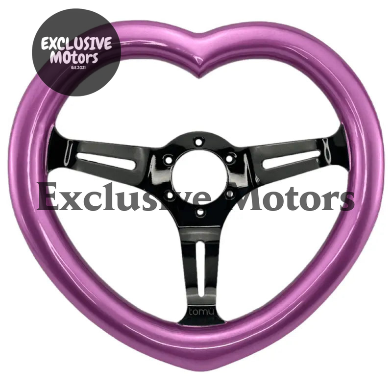 13" (330mm) Medium Heart Dish Sassy Pink Heart Black Chrome Spoke (wood)