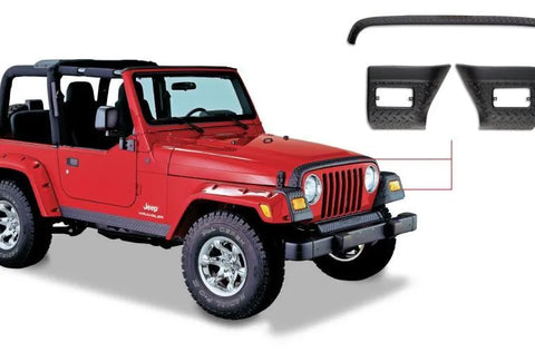 Bushwacker Trail Armor Hood Stone Guard and 2 Front Corners - Black (Wrangler 97-06) — fits Jeep Wrangler