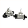 Silver metal 15/16 rear brake cylinder with black rubber seals and threaded fittings for nissan navara datsun d21