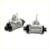 Silver metal 15/16 rear brake master cylinders for nissan terrano ii mistral 2.7l 1993-2006 with black rubber seals and threaded fittings visible from the back side
