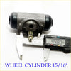 Gray metallic 15 16 rear brake cylinder with black rubber caps and threaded rod for toyota hilux 1984 1988 measured at 44.8 mm