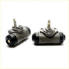 Gray metallic 15/16 rear wheel brake cylinder with black rubber caps and threaded fittings for toyota hilux models
