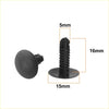 Black plastic automotive trim fastener with rounded head and threaded stem for 15 x 5mm hole pickup on toyota trims