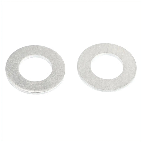 Two silver metal m12 engine oil drain screw gaskets with matte finish for toyota prius 2001-2005