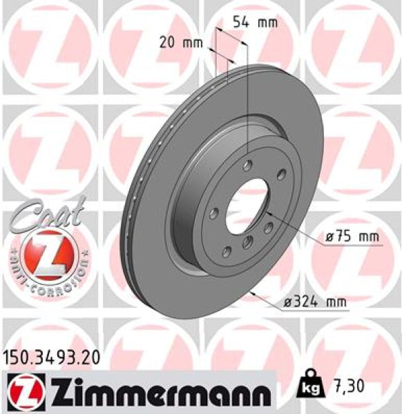 Zimmermann OE Coat Z Brake Rotor Single 324mm Rear 150