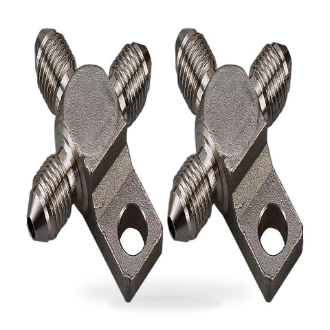 3 AN Male Stainless Steel Brake Hose Tee Block (Pair) to suit Universal Use — image 1